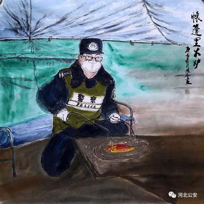 警察节疫情绘画图片