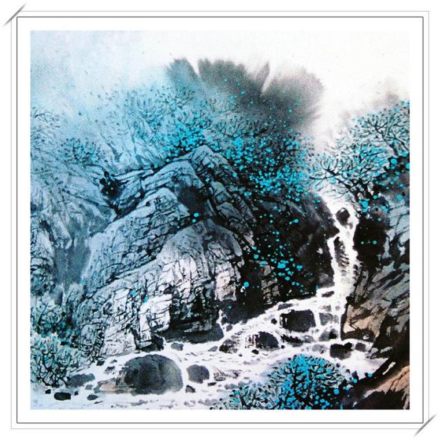 岚翠青峰史贵仁山水画