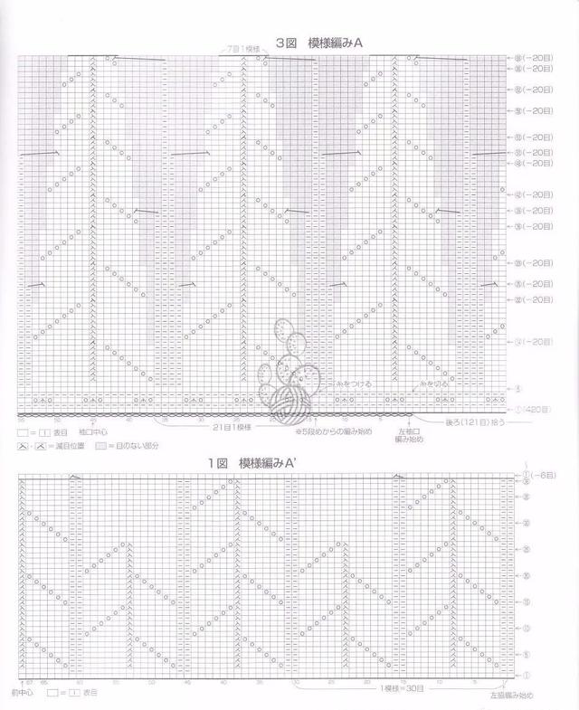 提花圆肩育克编织图解图片