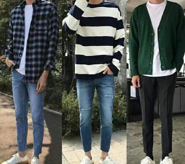 牛仔裤选择深色系列,黑色,深蓝色,蓝色,好搭配而且一般男生都能驾驭