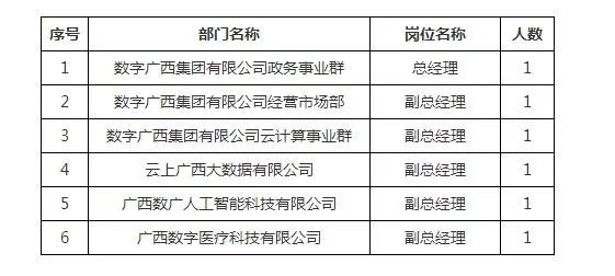 (一)招聘崗位及人數招聘崗位及條件數字廣西集團有限公司是廣西壯族