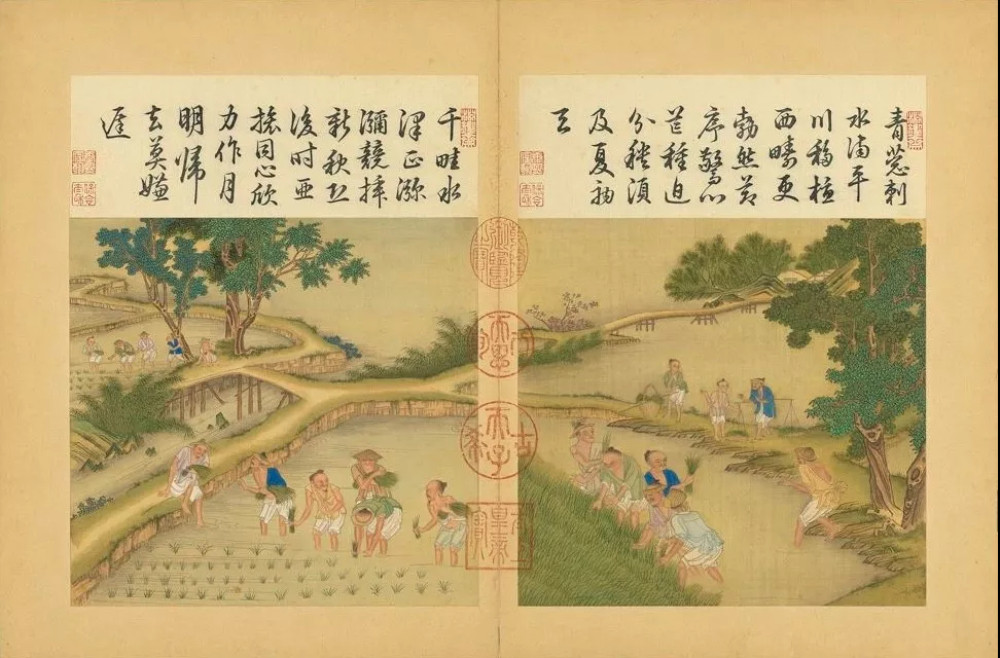 图10 冷枚绘《耕织图》图11 陈枚绘《耕织图》自乾隆之后, 刻本,铜版