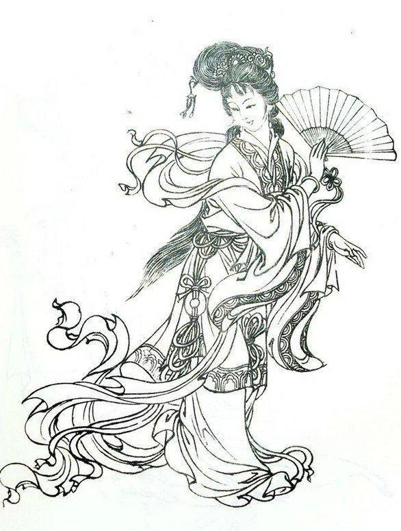 工笔画中国传统白描图谱之传统人物仙女