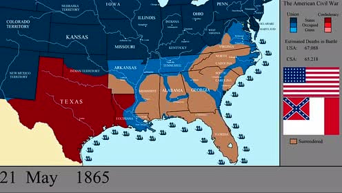 美国内战战线变化地图南方有战术优势北方实力更为雄厚