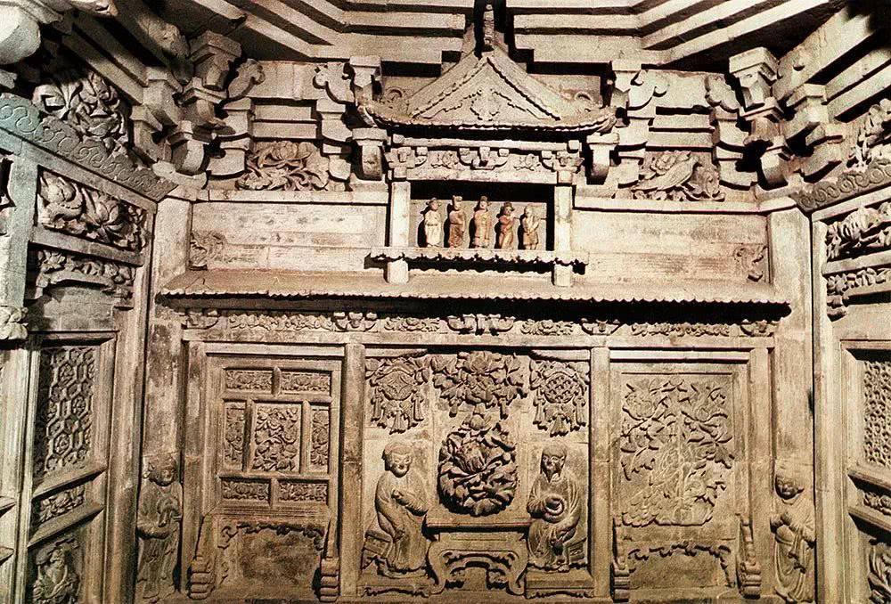 原创侯马出土金代的董氏墓,墓内砖雕非常精美,破解了"开芳宴"之谜