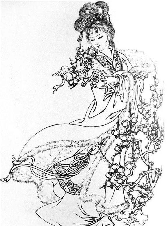 工笔画中国传统白描图谱之传统人物仙女