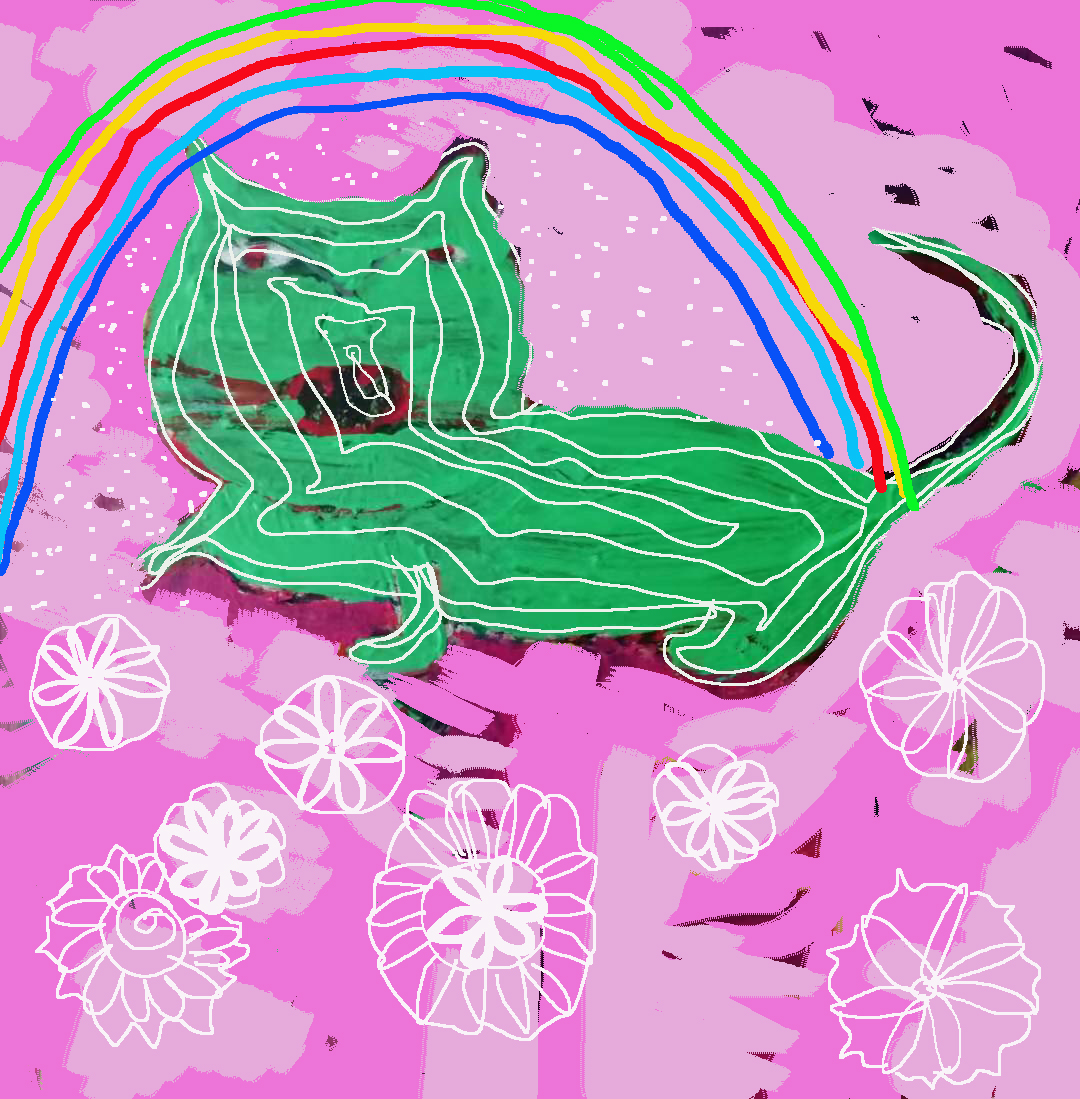 自由绘画之下的猫咪