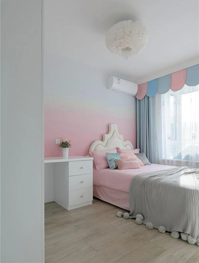 四,卡通主题墙//用卡通主题图案的墙布或墙纸来装饰儿童房的墙面,无