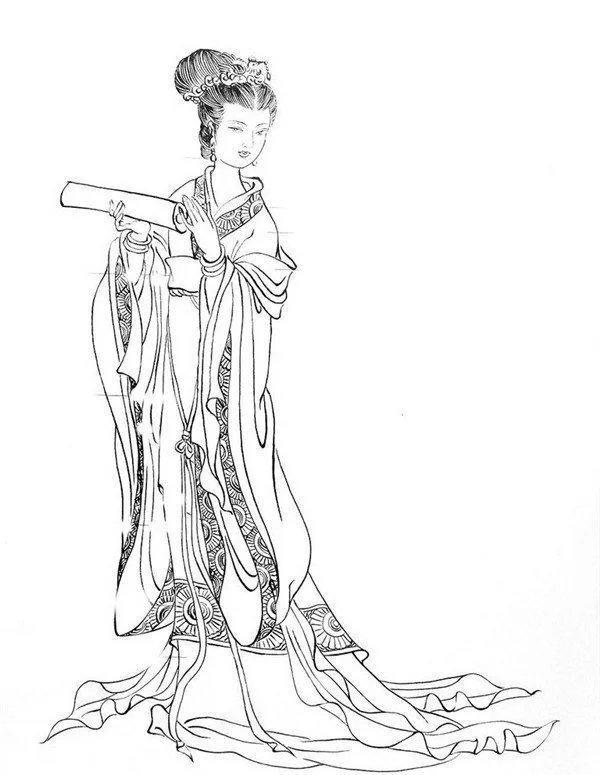 工笔画中国传统白描图谱之传统人物仙女