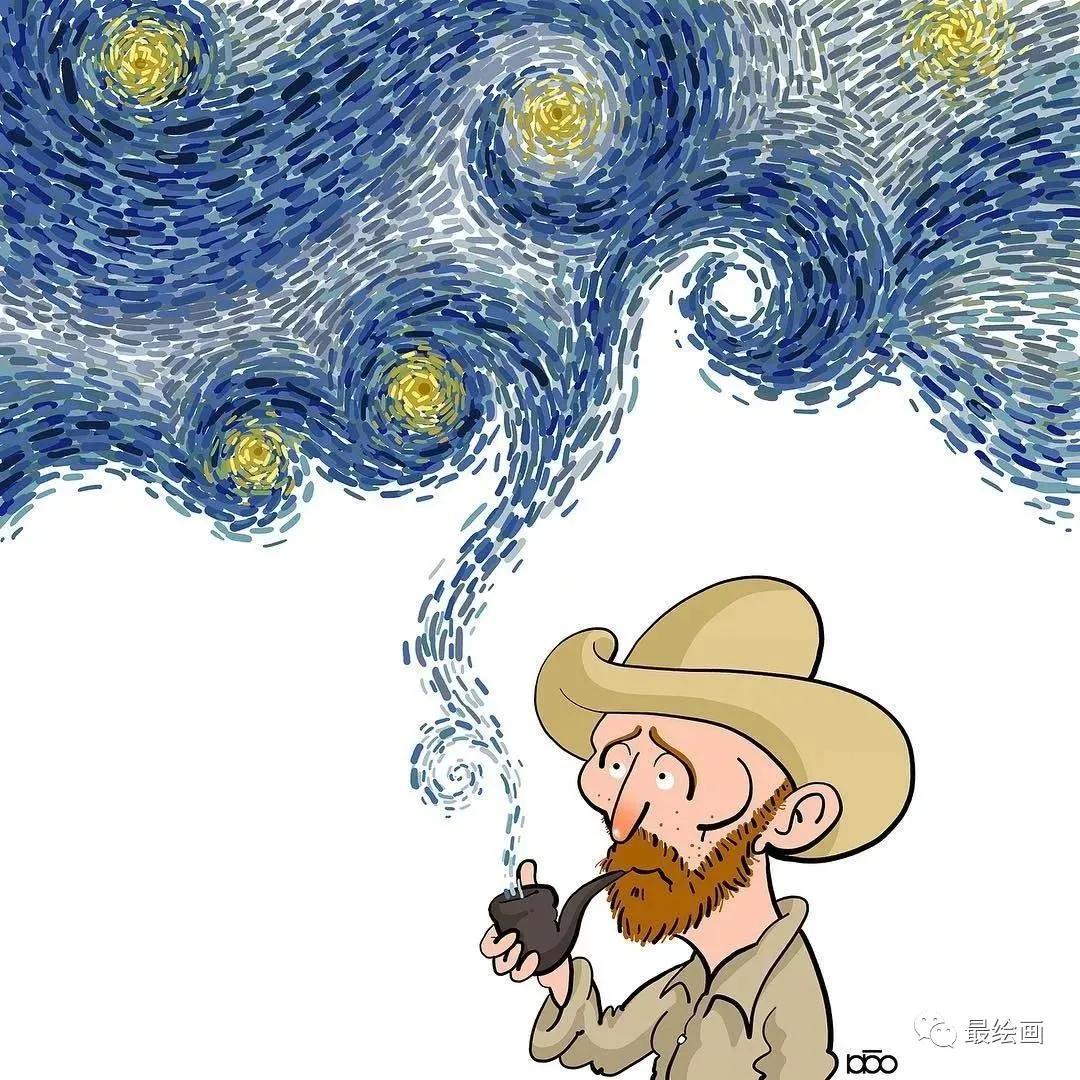 伊朗画家,一系列关于梵高的作品,打破维度将经典画作,时代元素进行