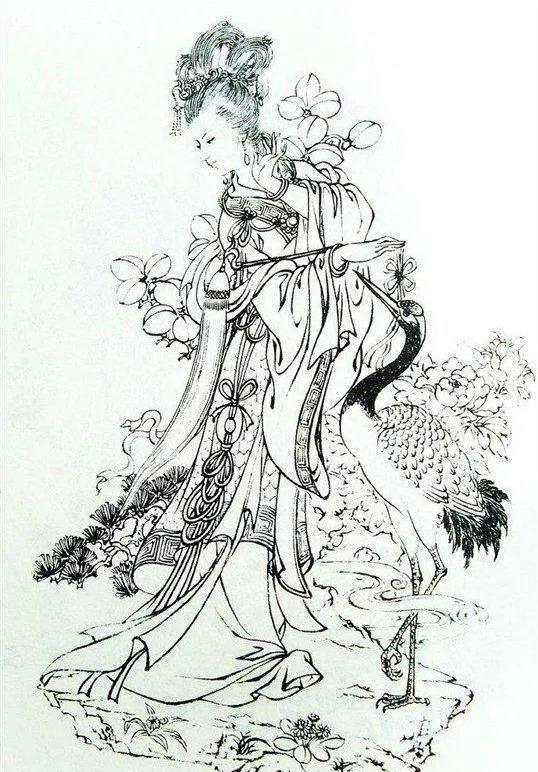 工笔画中国传统白描图谱之传统人物仙女