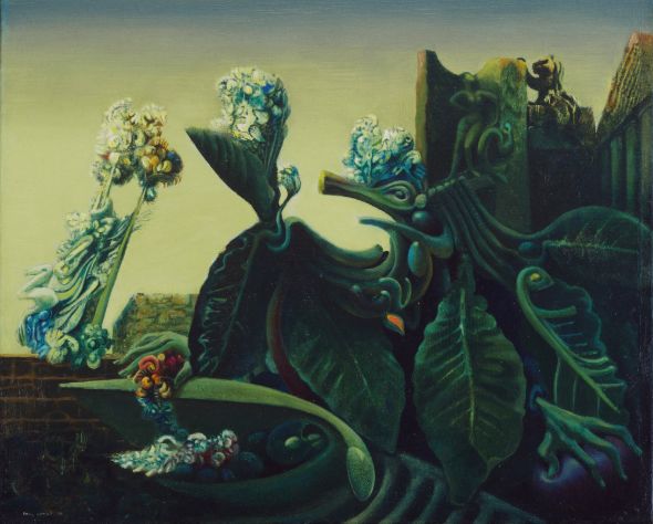 (左)马克思·恩斯特,《厄科(回声)女神》,1936年,巴黎,现moma馆藏;(右