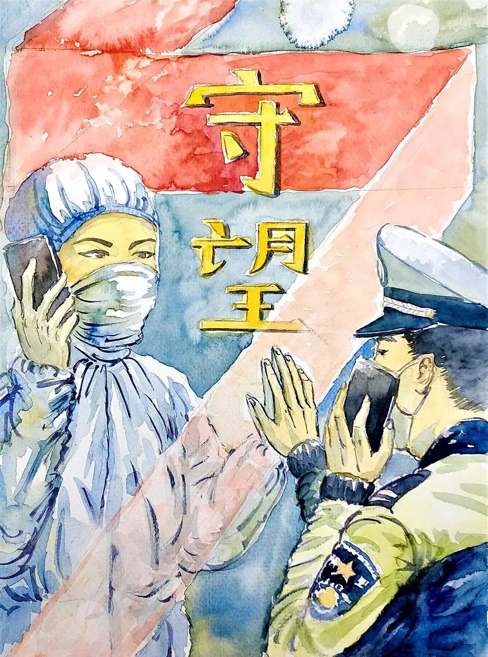 以艺抗疫②宝山教师以笔作画展示战疫正能量