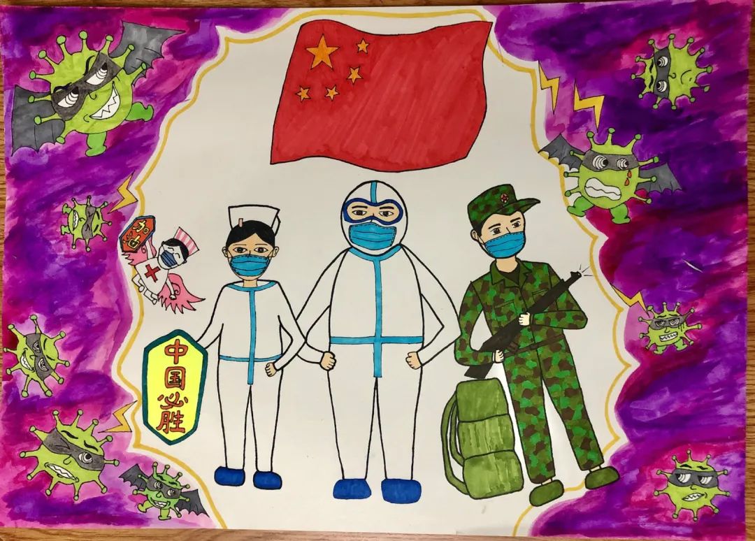 疫情英雄人物儿童绘画图片