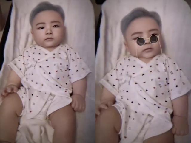 张晋晒3个月大儿子超强滤镜把乐儿变大叔太欢乐