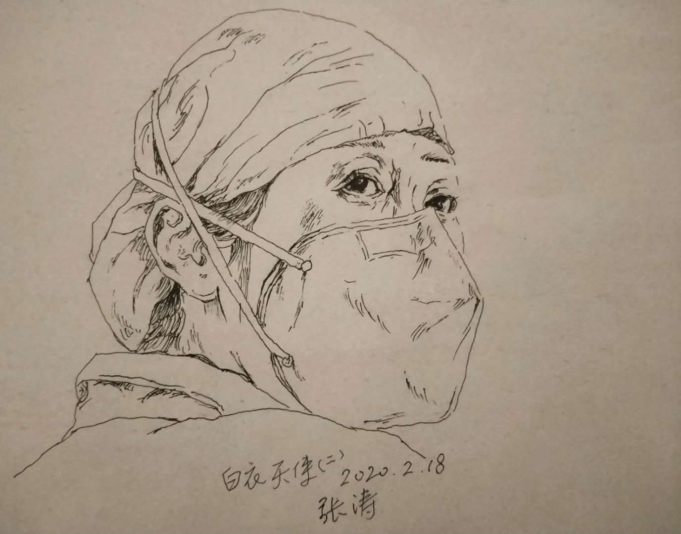 疫情手绘海报素描图片