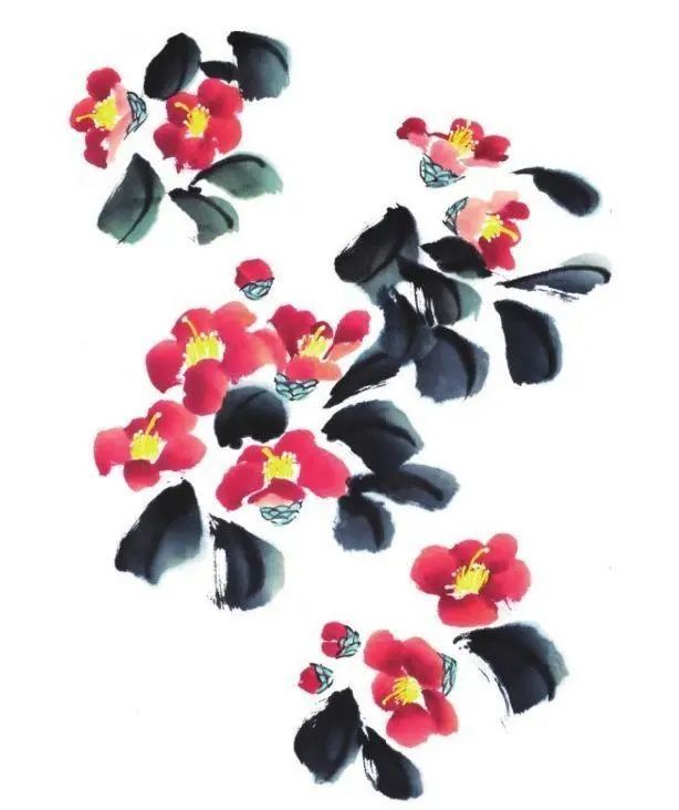 国画技法写意山茶花的详细画法真美