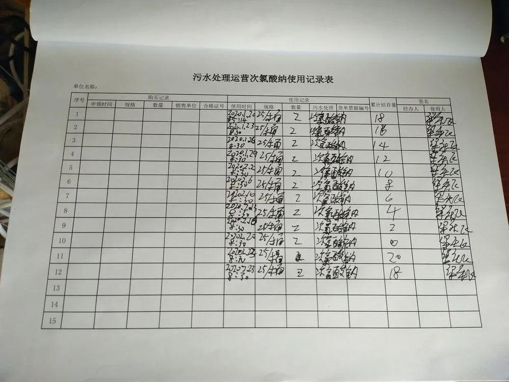 新冠消杀记录填写模板图片