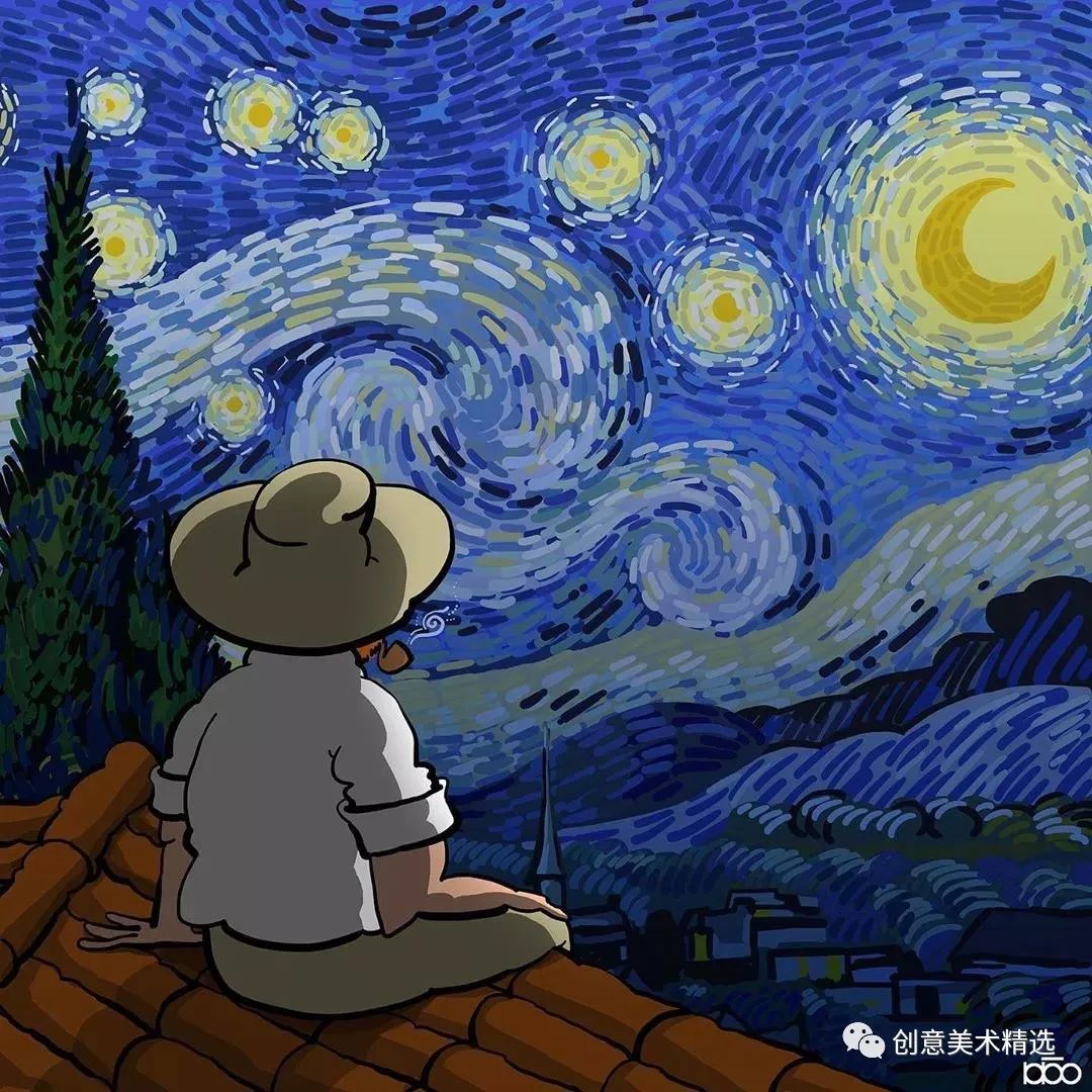 150张关于梵高的趣味插画我看到了一个画家的理想国