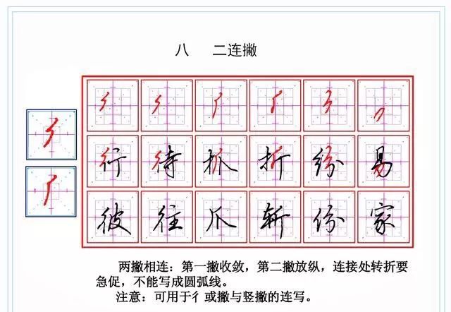 硬笔行书教程:钢笔字快写18个漂亮的连笔_技巧