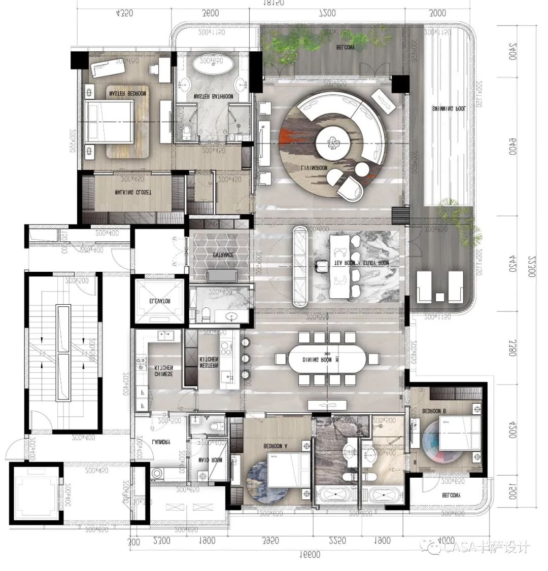 免费分享邱德光中国铁建寸滩项目400㎡大平层豪宅样板间设计方案效果