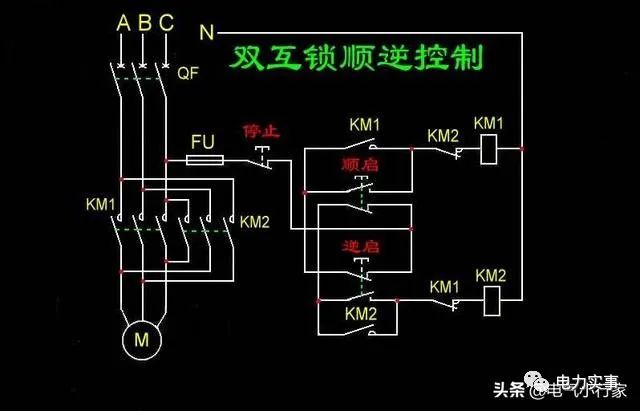 这就是控制回路中连接了按钮的互锁,原理和交流接触器之间互锁大致