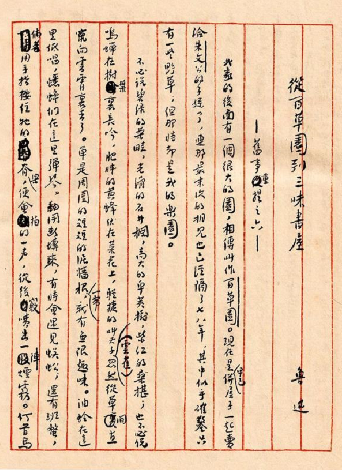 这段加标点总共304个字,在鲁迅手稿上却有多达19处涂改,可见鲁迅先生