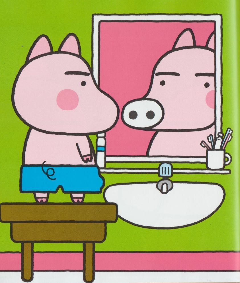 小猪照镜子绘画图片