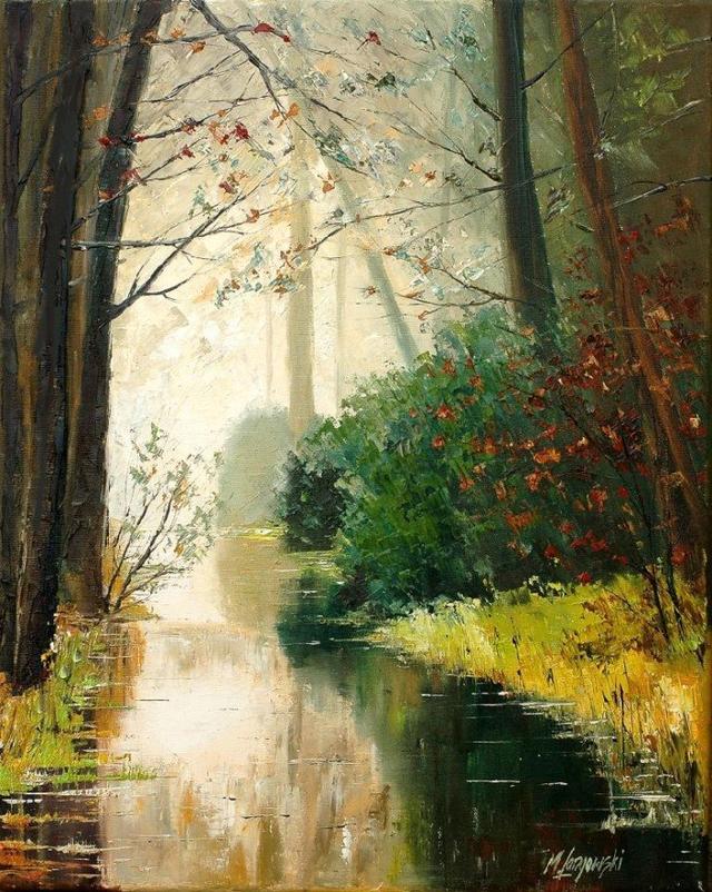 暖色调肌理感很强的波兰艺术家高清风景油画临摹作品欣赏