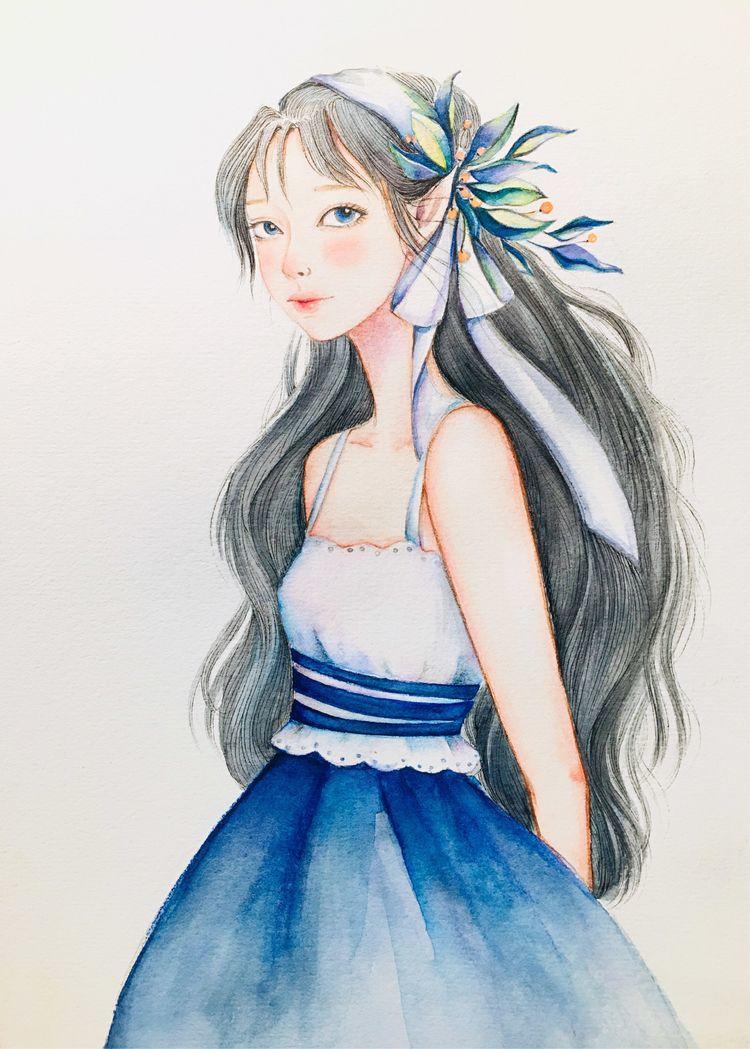 水溶彩铅教程,萝莉少女