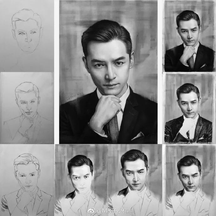 胡歌王俊凯局部刻画,五官特别有立体感▼▼▼宅家里没事干,撸起笔来画