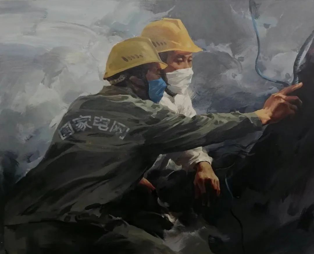 油画《托起希望》→←油画《逆行天使》作者:国网成都供电公司 李国洲