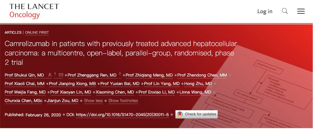 重磅中国式肝癌治疗登顶thelancetoncology恒瑞pd1单抗再现锋芒