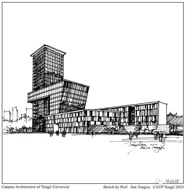 建筑钢笔速写我只服孙彤宇博士