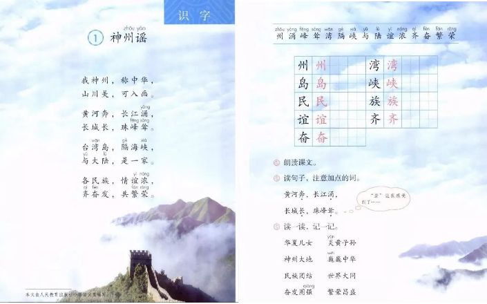 停课不停学每课导学二年级下册识字1神州谣