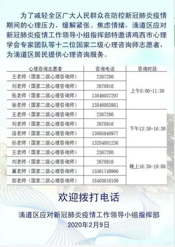 鸡西市心理学会积极支持各区政府开展市民心理援助及心理咨询
