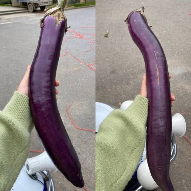 湖北武汉女子收到云南爱心茄子长如牛角弯似宝刀