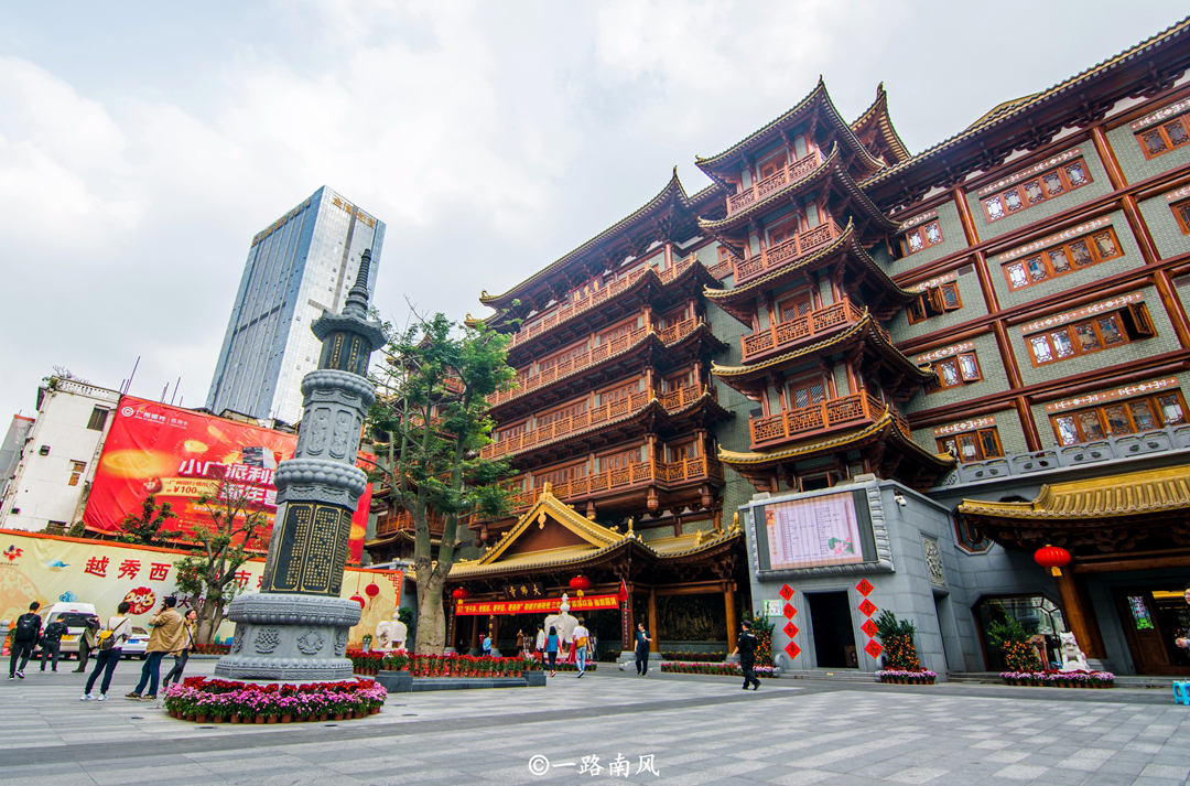 廣州北京路步行街隱藏免費古寺,遊客並不多_大佛寺