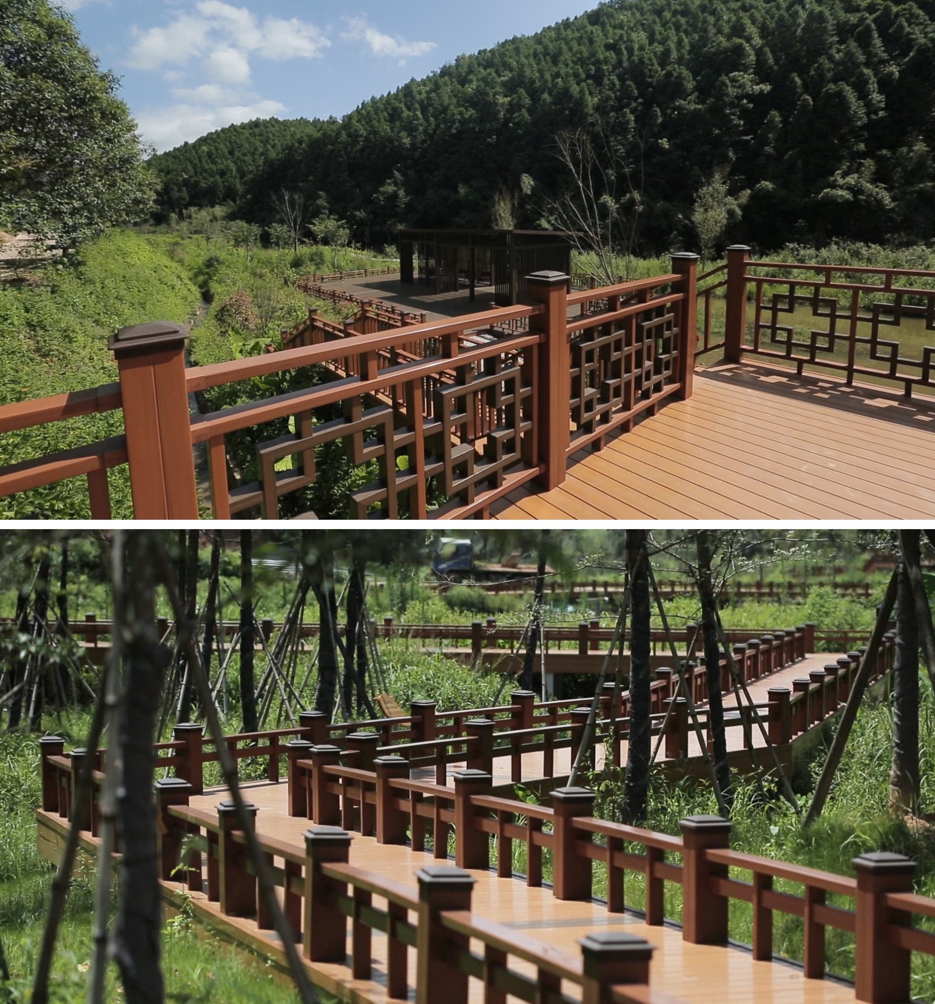 优质户外高耐候asa共挤竹塑-护栏/格栅/廊架