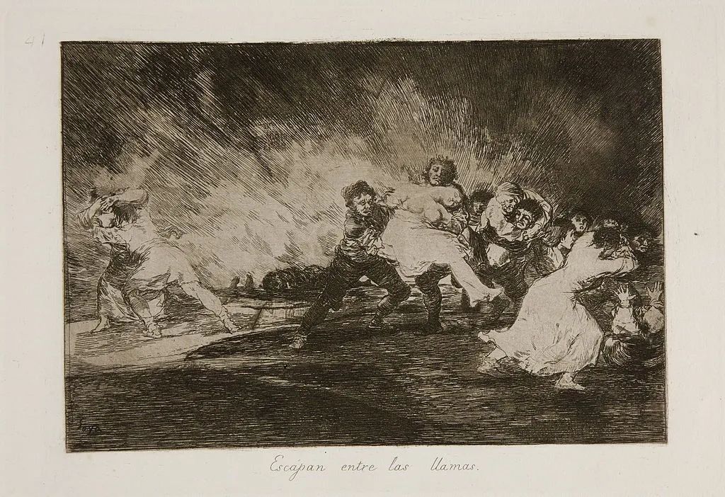 在战争期间,戈雅创作了由82幅作品组成的系列作品《战争的灾难》.