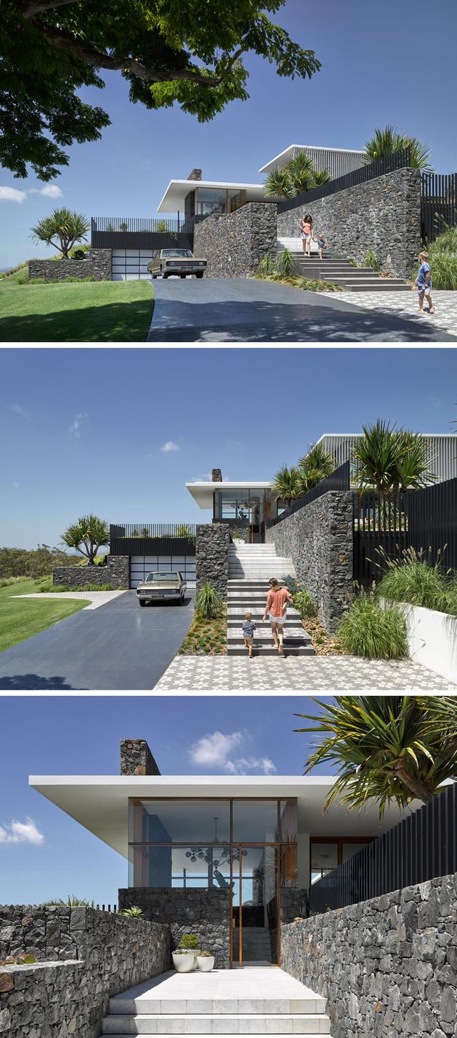 石头堆砌的别墅设计看外观就被迷住了大院子游泳池一并拥有