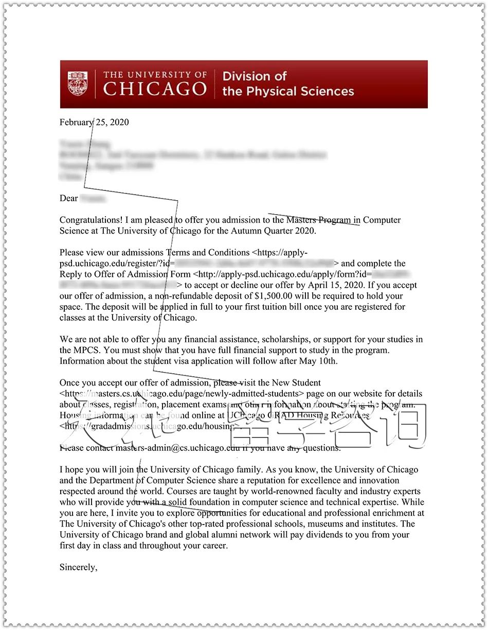 轉專業斬獲芝加哥大學計算機科學theuniversityofchicagompcsoffer