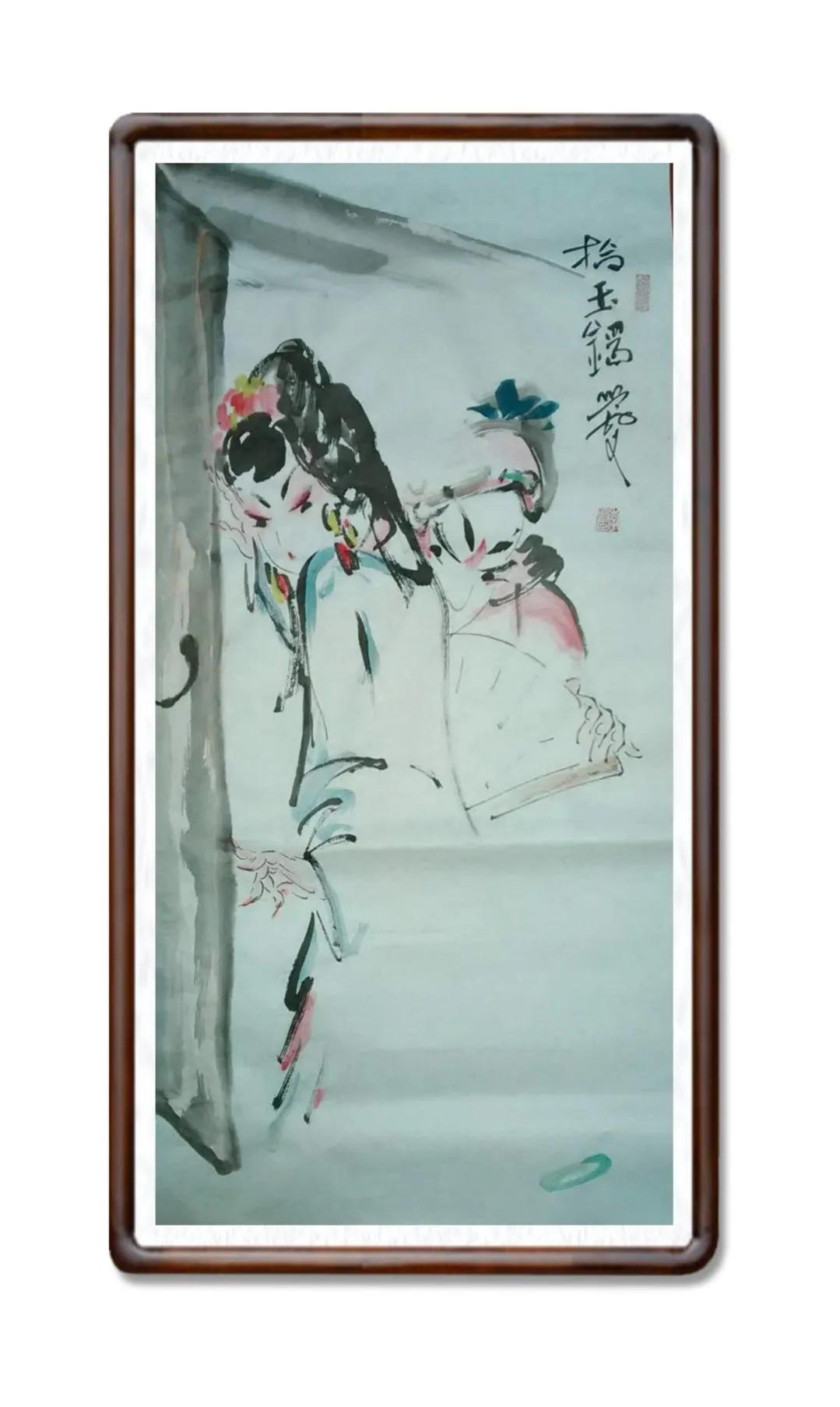 作者姓名:李明臣作品名称:《拾玉镯》创作材质:生宣作品尺寸:135x70