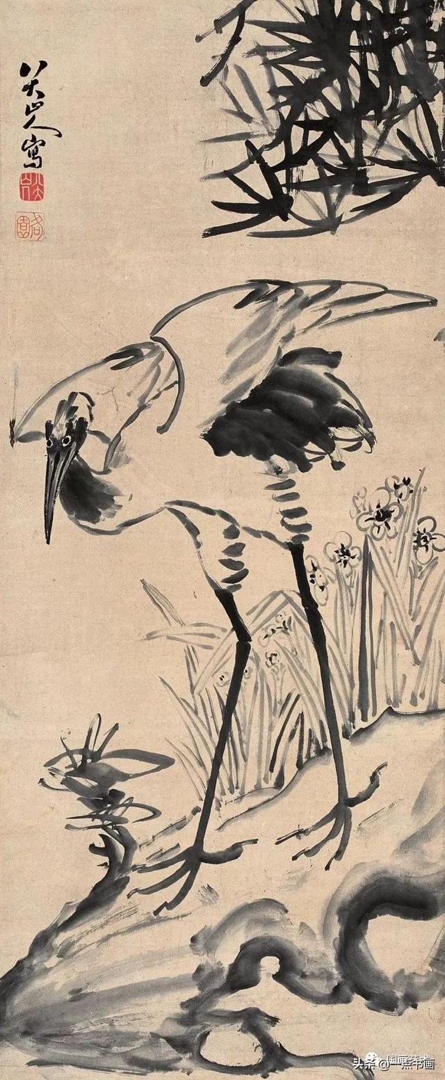 枯木来禽图八大山人 花鸟八大山人 花鸟八大山人 荷石水禽图八大山人