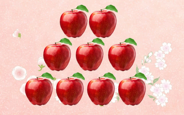 老师一边说,一边从袋中拿出9个苹果,放在桌子上并摆成3行,如下图所示.