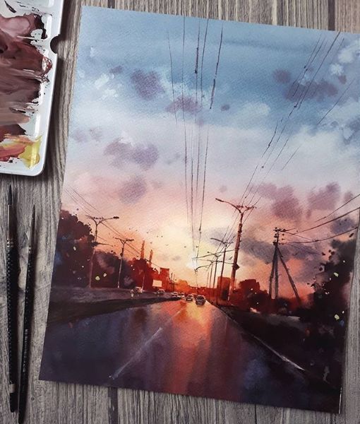 水彩画的光影更富有层次感