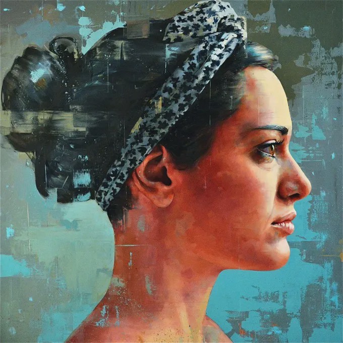 原创色彩斑驳意大利画家西尔维奥的巨型肖像油画欣赏