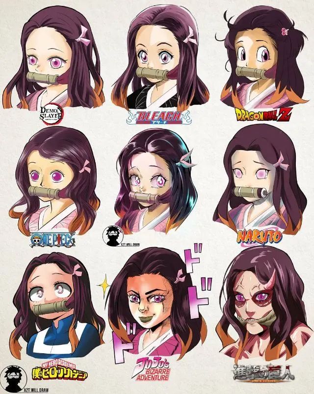 同个角色在8种不同日漫中会变什么画风路飞变进击的巨人眼神超杀