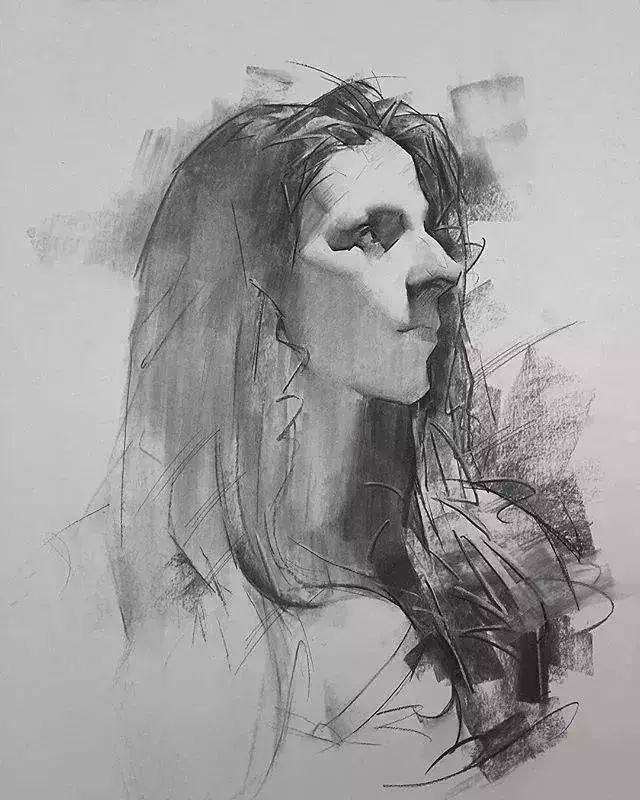 木炭条画素描刮刀画油画这大刀阔斧的画风让人惊叹