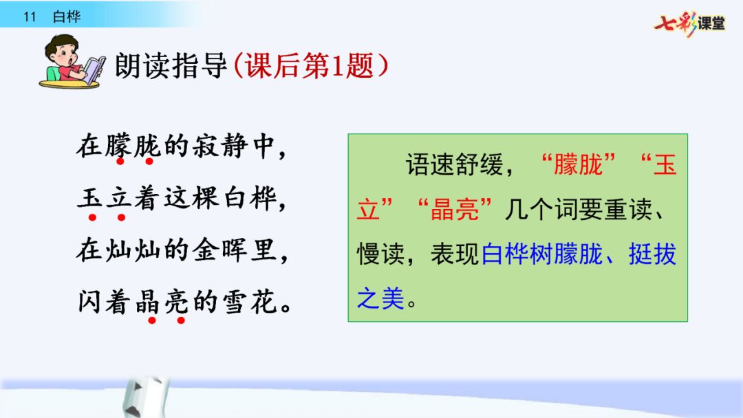 統編版語文四年級下冊第11課白樺微課課文朗讀生字視頻